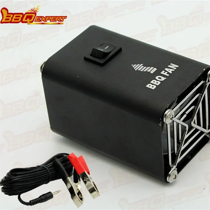 Černý hliníkový elektrický startér do krbu s ventilátorem na grilování 12V grilovací ventilátor s aligátorovou svorkou FD315A(S)